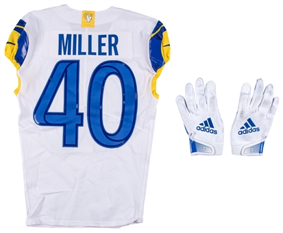 2021 Von Miller Game Used Los Angeles Rams White Jersey – First Jersey Worn as a Ram on 11/15/2001 & Adidas Game Gloves (Rams COA)